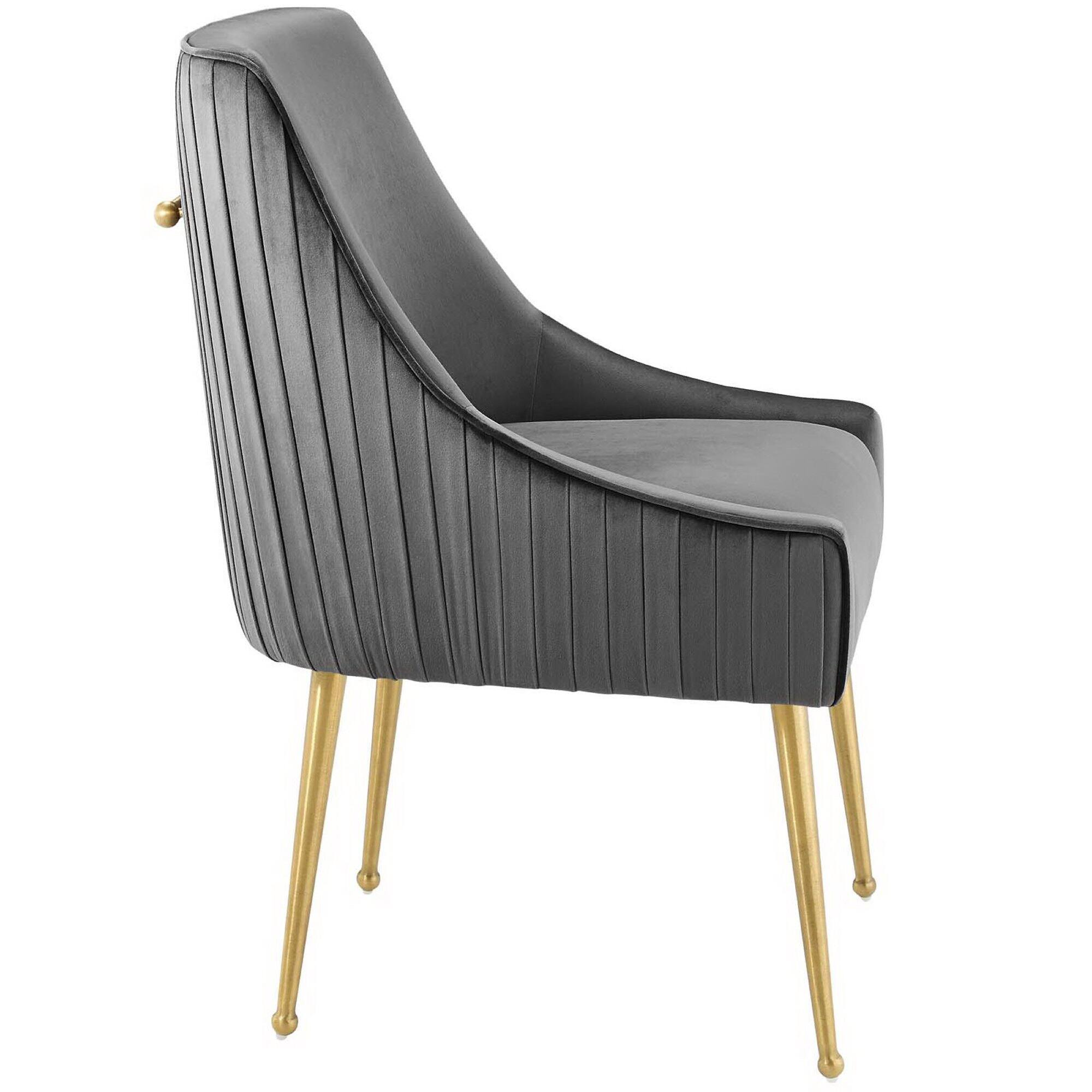 Angle. Modway - Discern Pleated Back Upholstered Performance Velvet Dining Chair by Modway - Gray.
