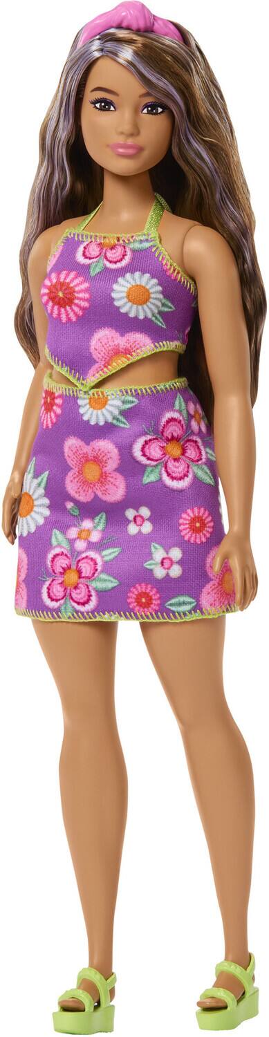 Alt View 1. Mattel - Mattel - Barbie Fashionistas Doll #244 With Floral Halter Dress, Purple-Streaked Brown Hair   - COLLECTIBLES - Multicolor.