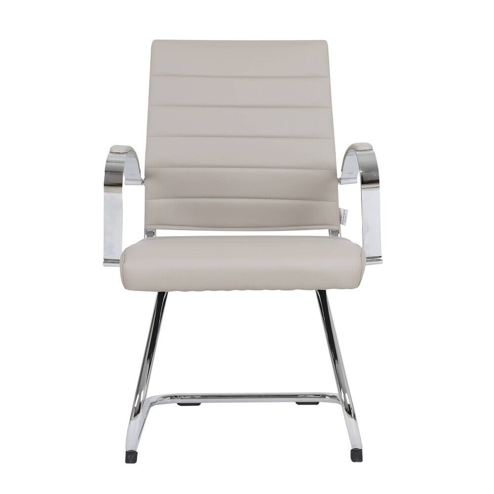 Alt View 3. LeisureMod - Set of 4 Benmar Modern Leather Upholstered Office Desk Chair with Padded Armrests and Chrome Frame for Home or Office - Tan.