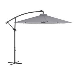 Flash Furniture - Sedona Commercial Grade 10 FT Round Cantilever Umbrella with 32 Solar LED Lights, Built in Cross Base, and Easy Lift and - Gray