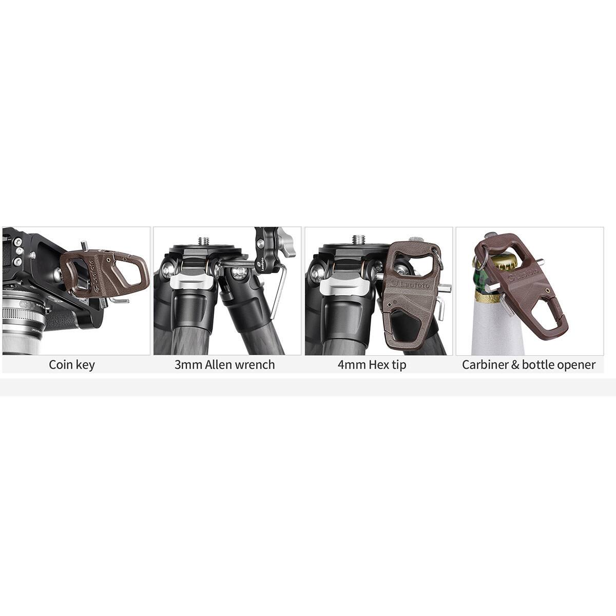 Saufoto  
Glabfoto  
Coin key  
3mm Allen wrench  
4mm Hex tip  
Carbiner & bottle opener