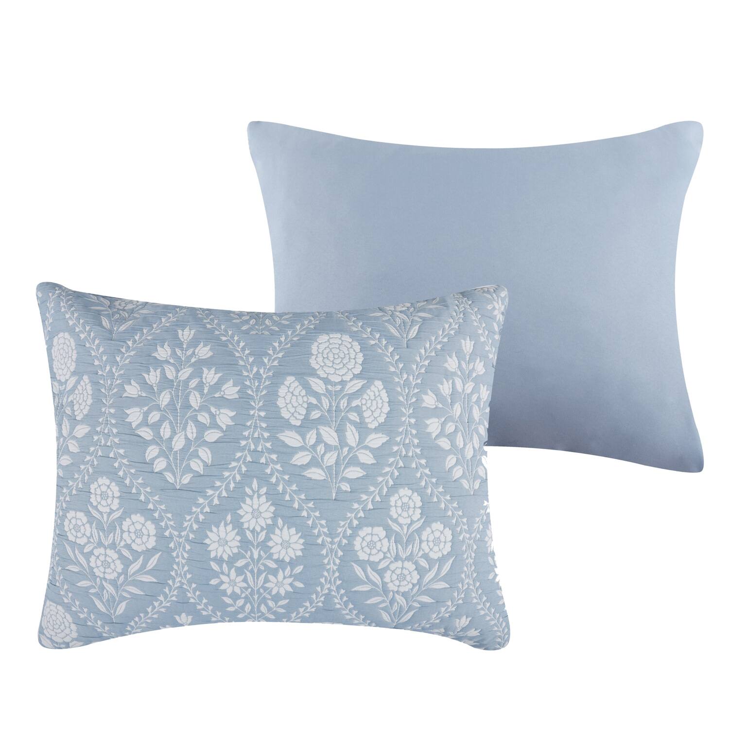 Angle. Greenland Home Fashions - Greenland Home Fashions Serena 100% Woven Polyester Jacquard Two Tone Standard Sham Sky Blue - Sky Blue.