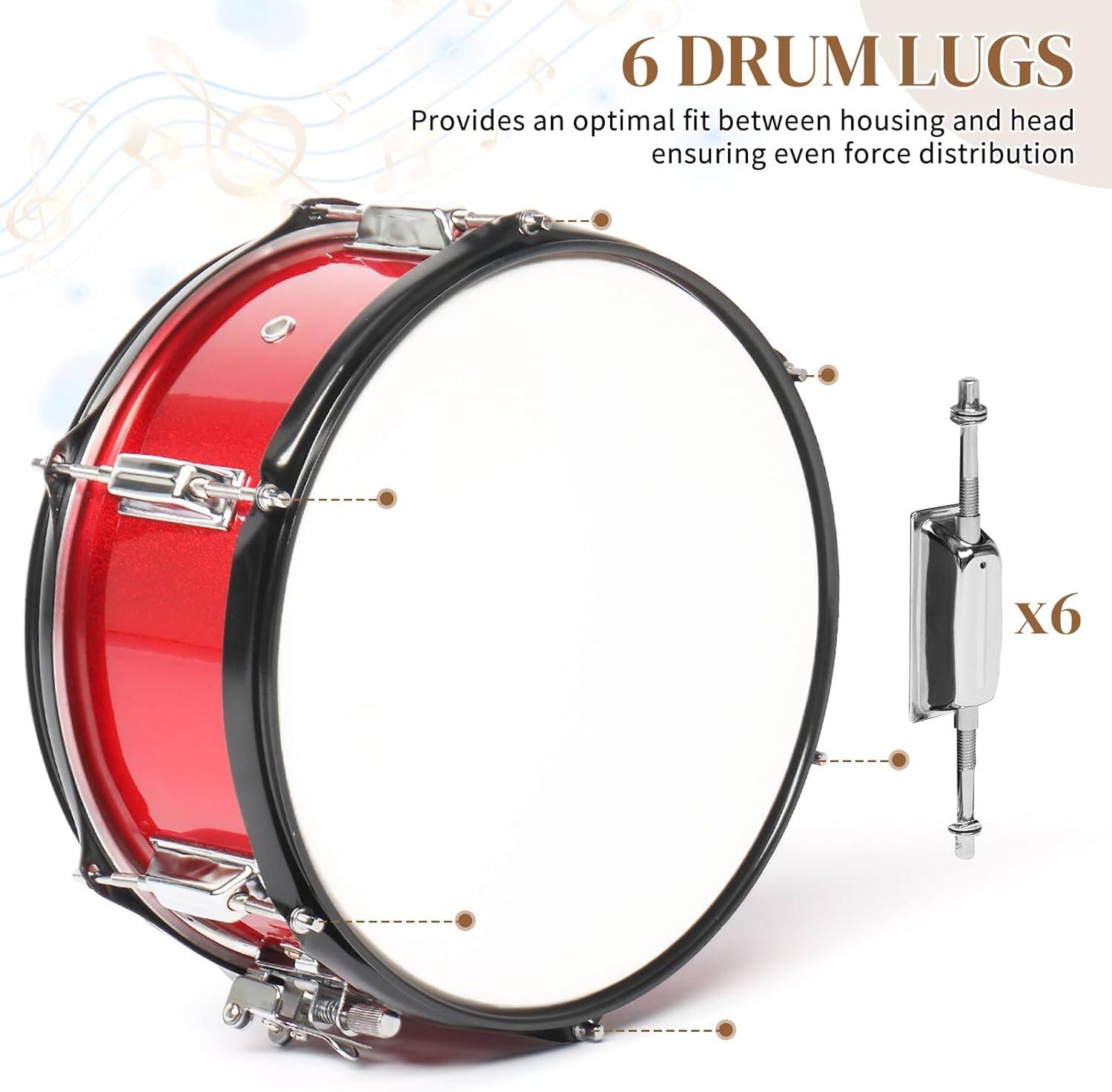 6 DRUM LUGS  
Provides an optimal fit between housing and head ensuring even force distribution  
x6