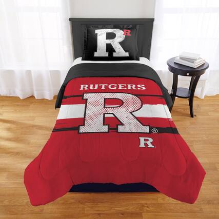 Front. Sweet Home Collection - NCAA Rutgers Scarlet Knights Comforter & Sham Set- Twin/Twin XL - Multicolored.