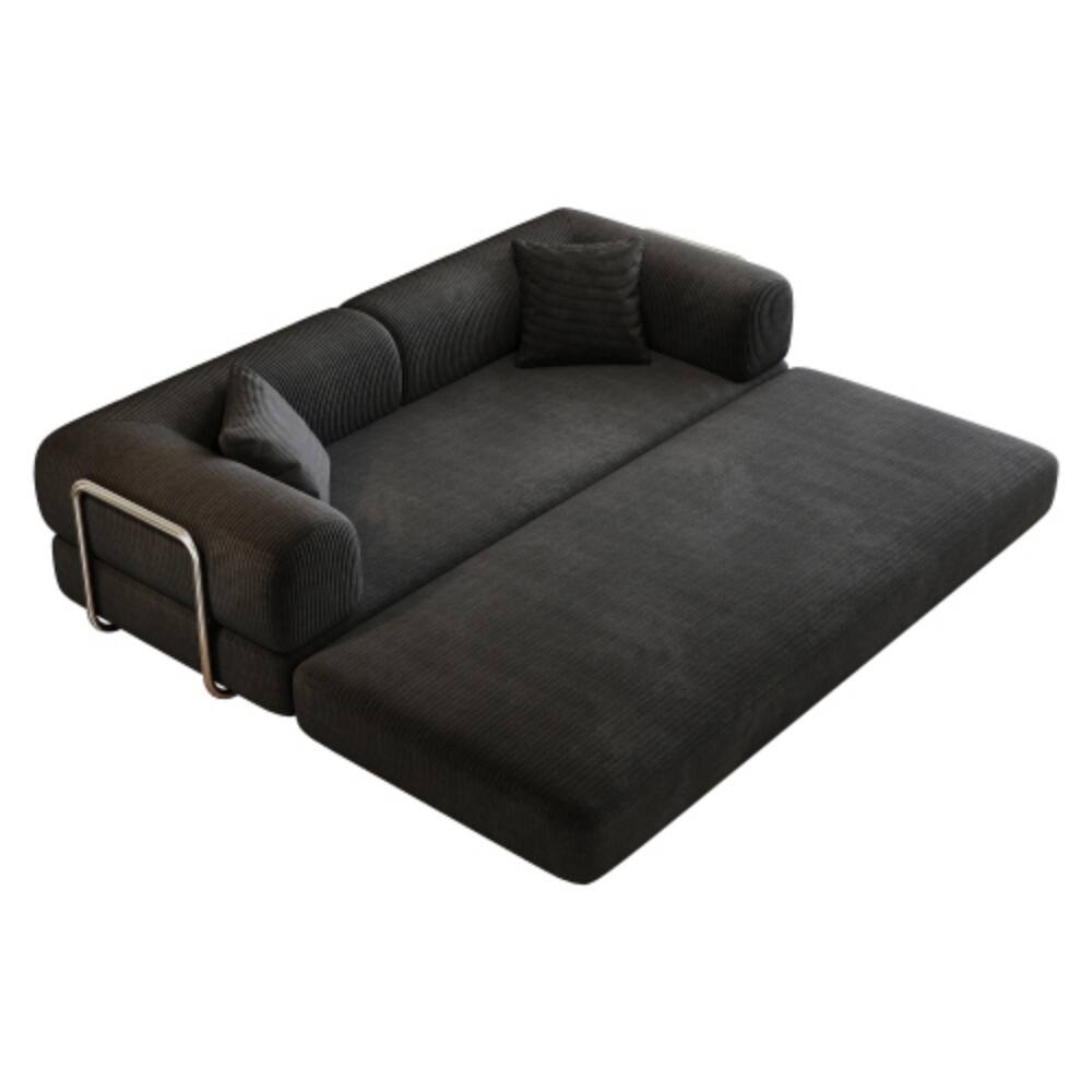 Alt View 5. LUCKY ONE - 78.8" Compression Convertible Floor Sofa Bed w/ Pillow Back Support Armrest No Assembly - Black.