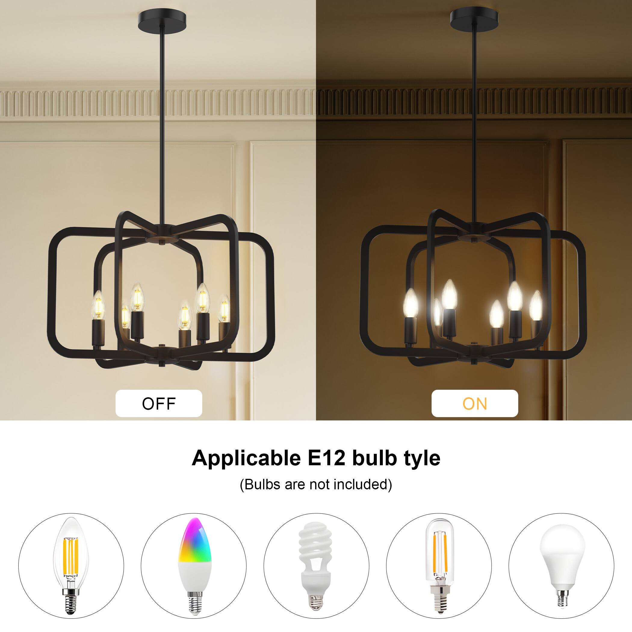 Applicable E12 bulb type  
(Bulbs are not included)
