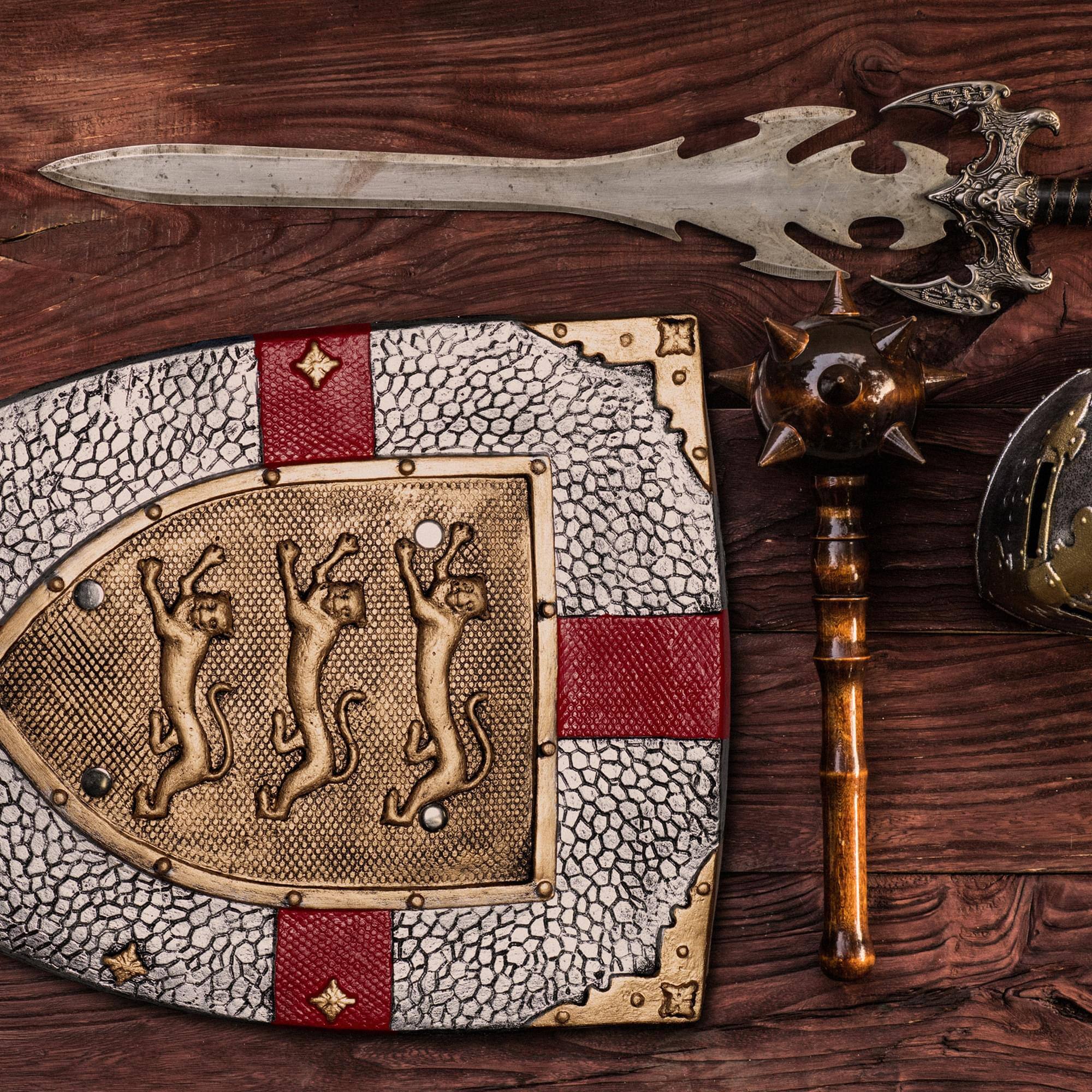 Alt View 10. Underwraps - Three Lions Medieval Shield 20 Inch Foam Adult Costume Accessory - Brown.