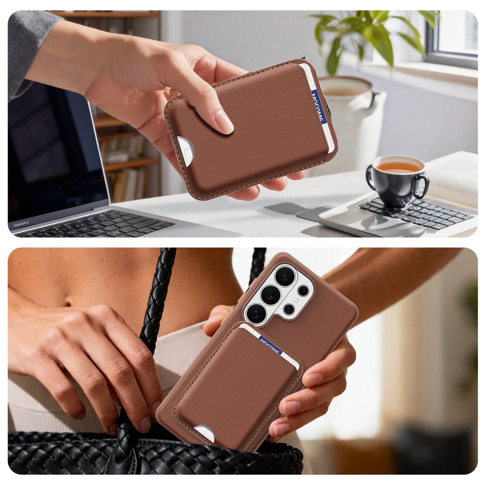 Alt View 3. Dteck - 2-in-1 Magnetic Case for Samsung Galaxy S26 Ultra with Detachable Stand Wallet, Slim Shockproof Fabric Texture Cover - Brown.