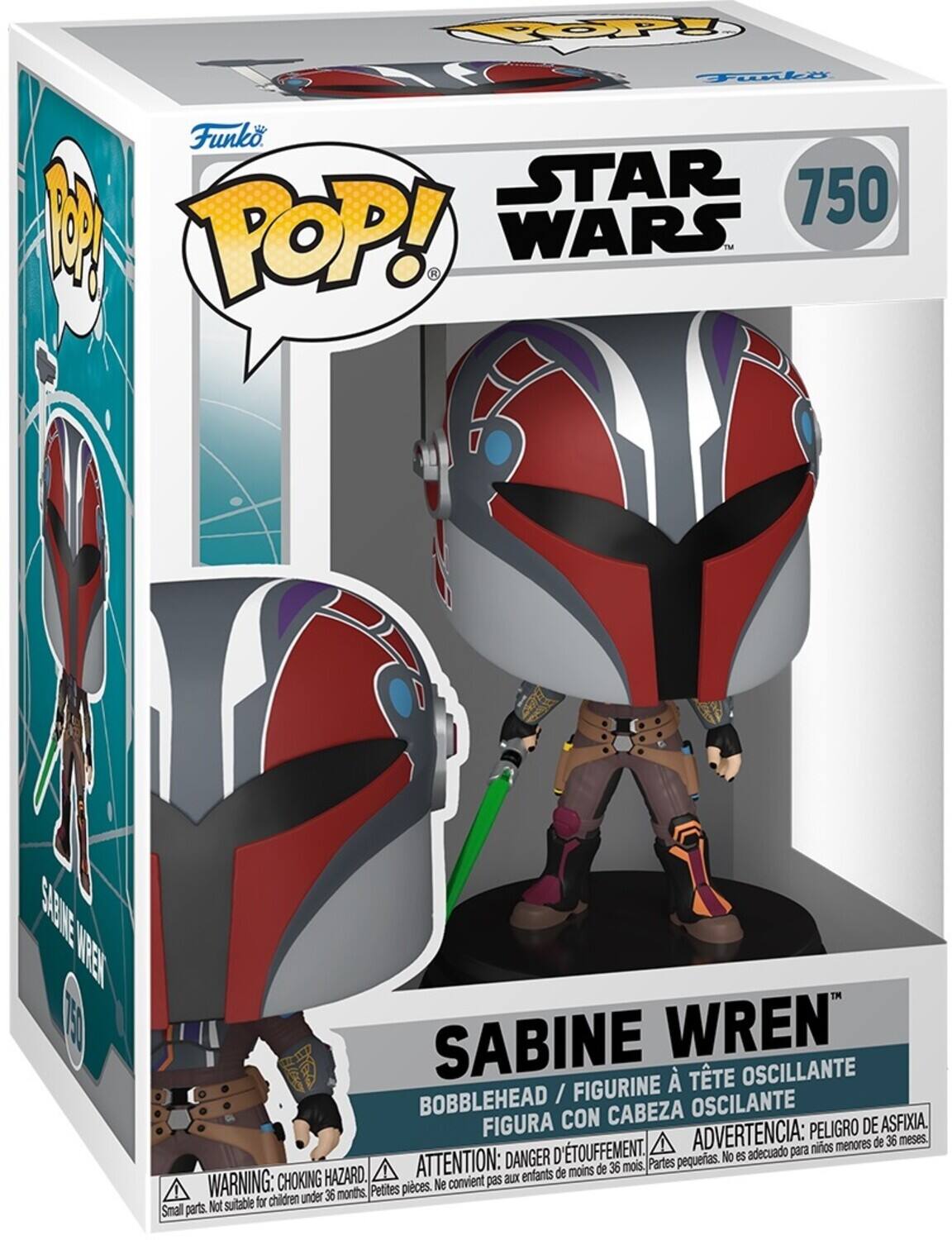 Funko POP! STAR WARS 750 SABINE WREN BOBBLEHEAD / FIGURINE CON CABEZA OSCILANTE FIGURA CON CABEZA OSCILANTE PELIGRO DE ASFIXIA 'TOUFFEMENT. ADVERTENCIA: para nios menores de 36 meses. DANGER D pequerias. No es adecuado HAZARD. ATTENTION: aux enfants de moins de 36 mois. Partes CHOKING Petites pieces. Ne convient pas for children under 36 months, Small parts. Not suitable