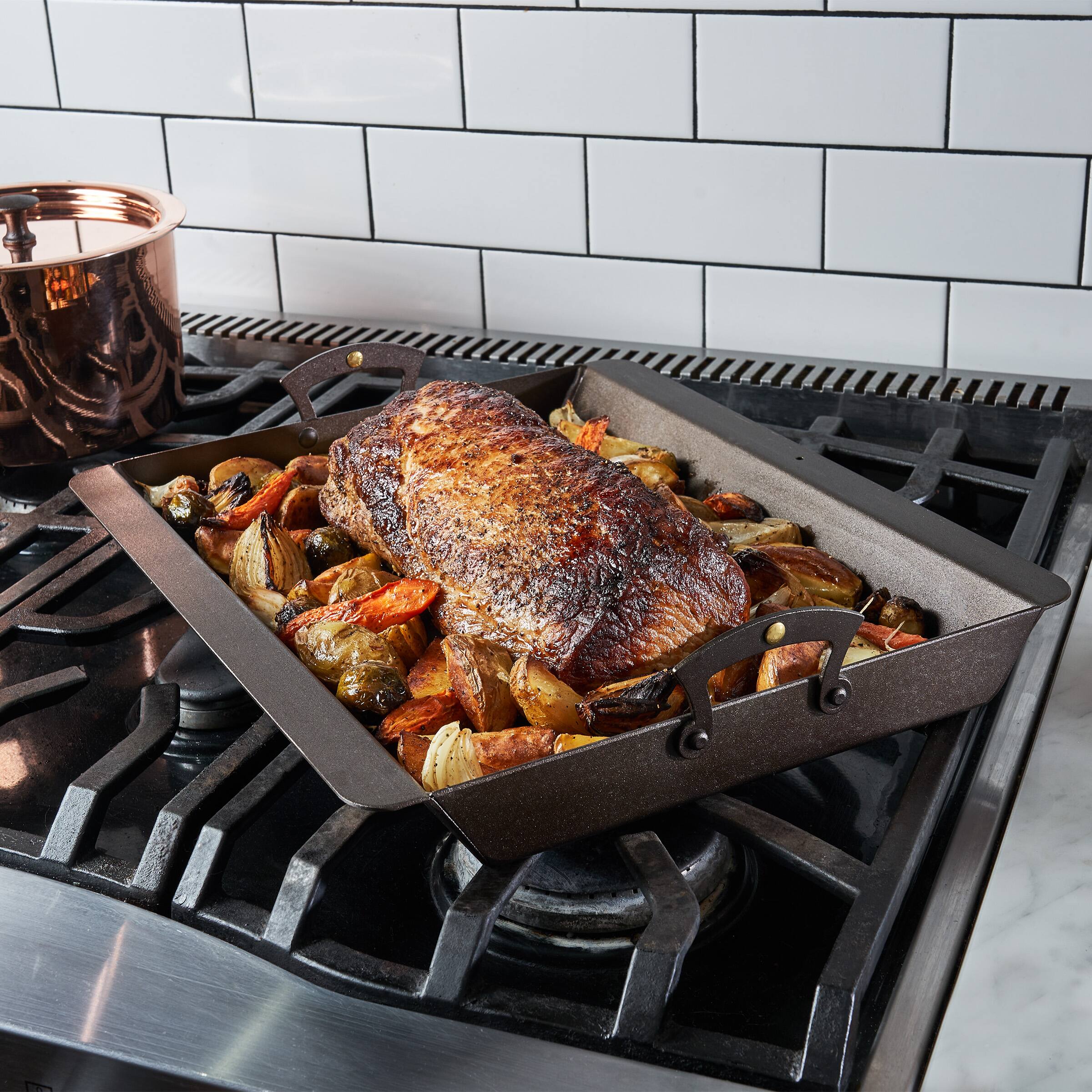 Alt View 2. Classic Cuisine - Iron Roasting Pan with Handles - Black.