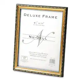 Nu-Dell - Deluxe Document And Photo Frame Molded Styrene/plastic 8.5 X 11 Insert Gold/black