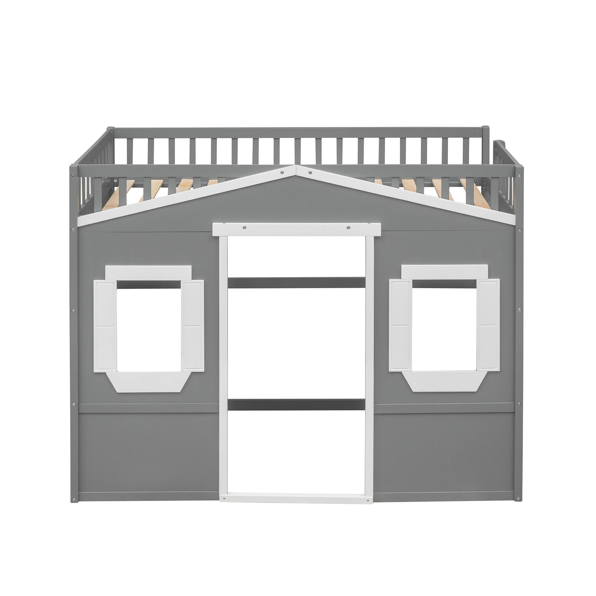 Alt View 4. Whisen - Wood Loft Bed with Ladder,Sturdy Elevated Platform Bed Frame for Kids and Teens - Gray.
