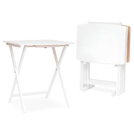 PJ Wood - 5 Pack XL Oversize Tray Table Set for Living Room or Kitchen - White