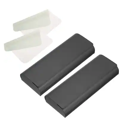 Front. Unique Bargains - 2pcs Hard Shell Eyeglasses Case Leather with Cloth Lightweight PU for Sunglasses - Black.