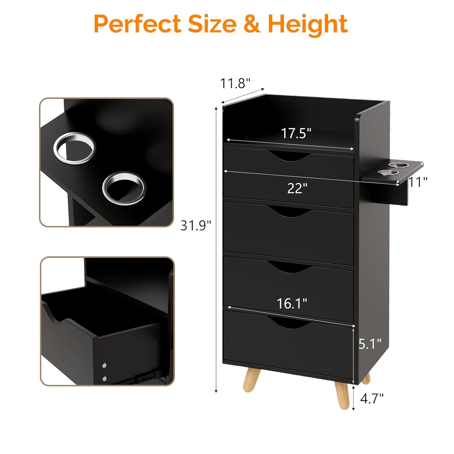 Perfect Size & Height

11.8"  
17.5"  
22"  
11"  
31.9"  
16.1"  
5.1"  
4.7"
