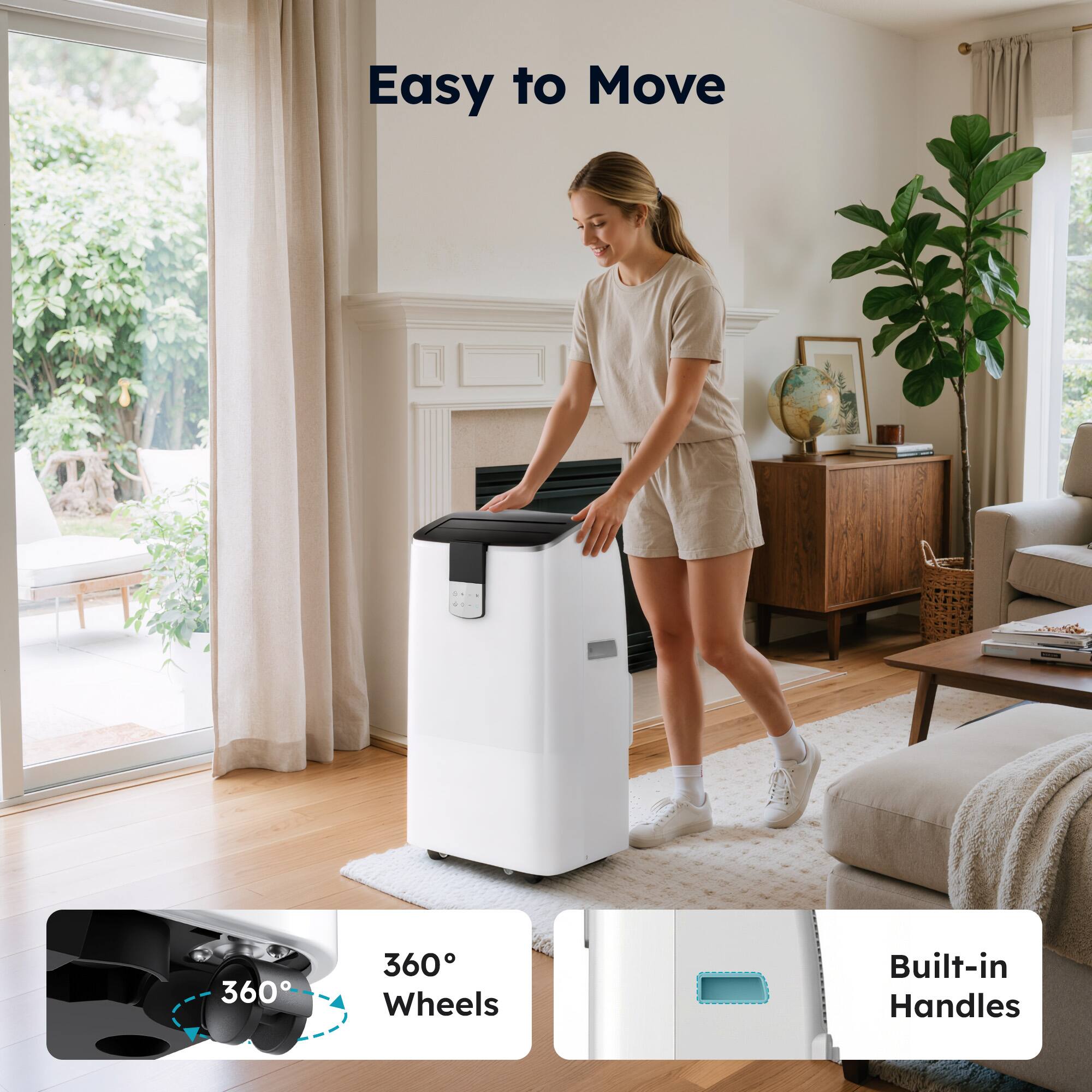 Easy to Move

- 360° Wheels
- Built-in Handles