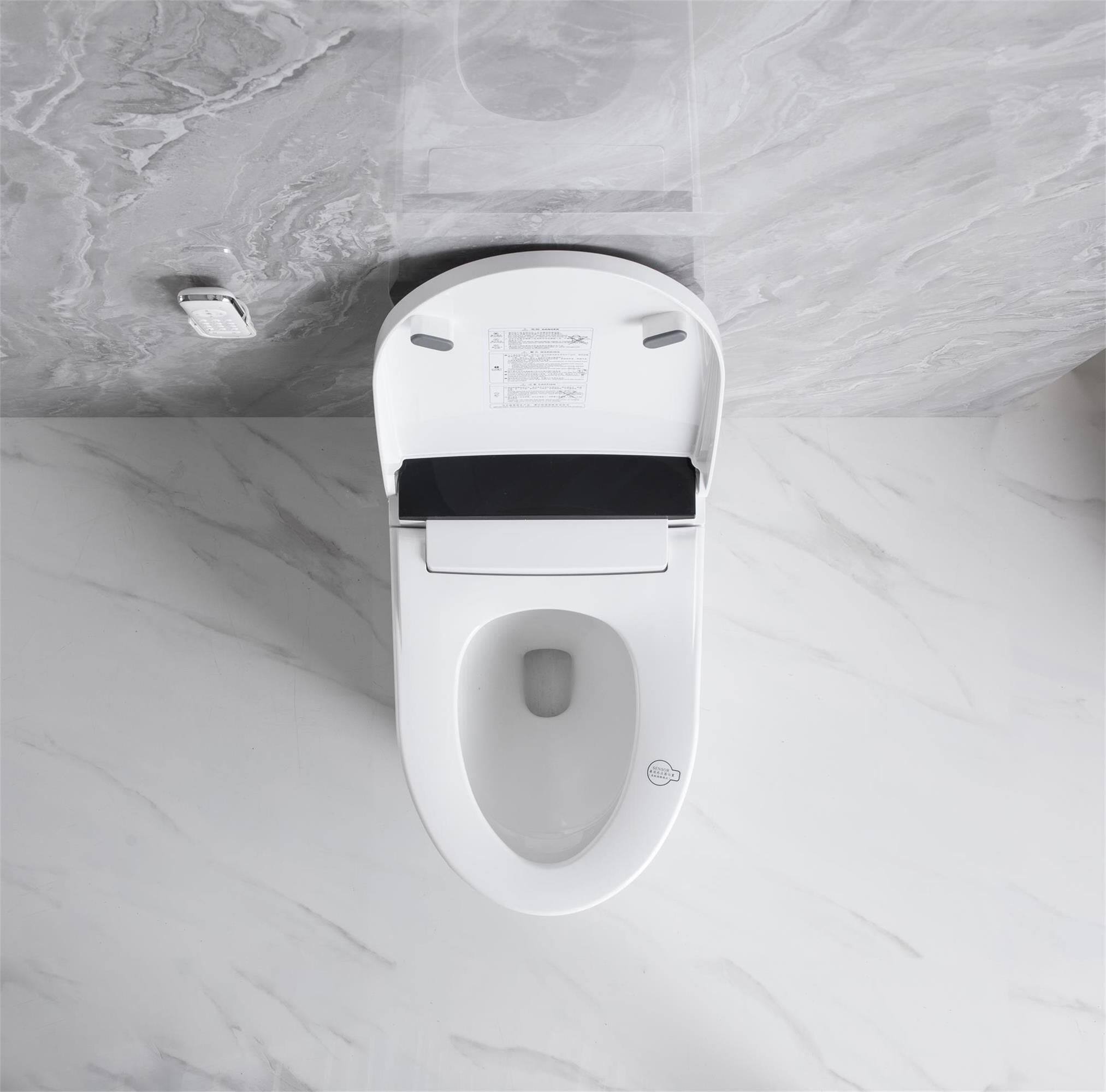 Alt View 1. Boyel Living - Elongated Smart Toilet Heated Bidet Seat Foot Sensor Auto Open Close Auto Flush Night Light Warm Water Dryer White - White.