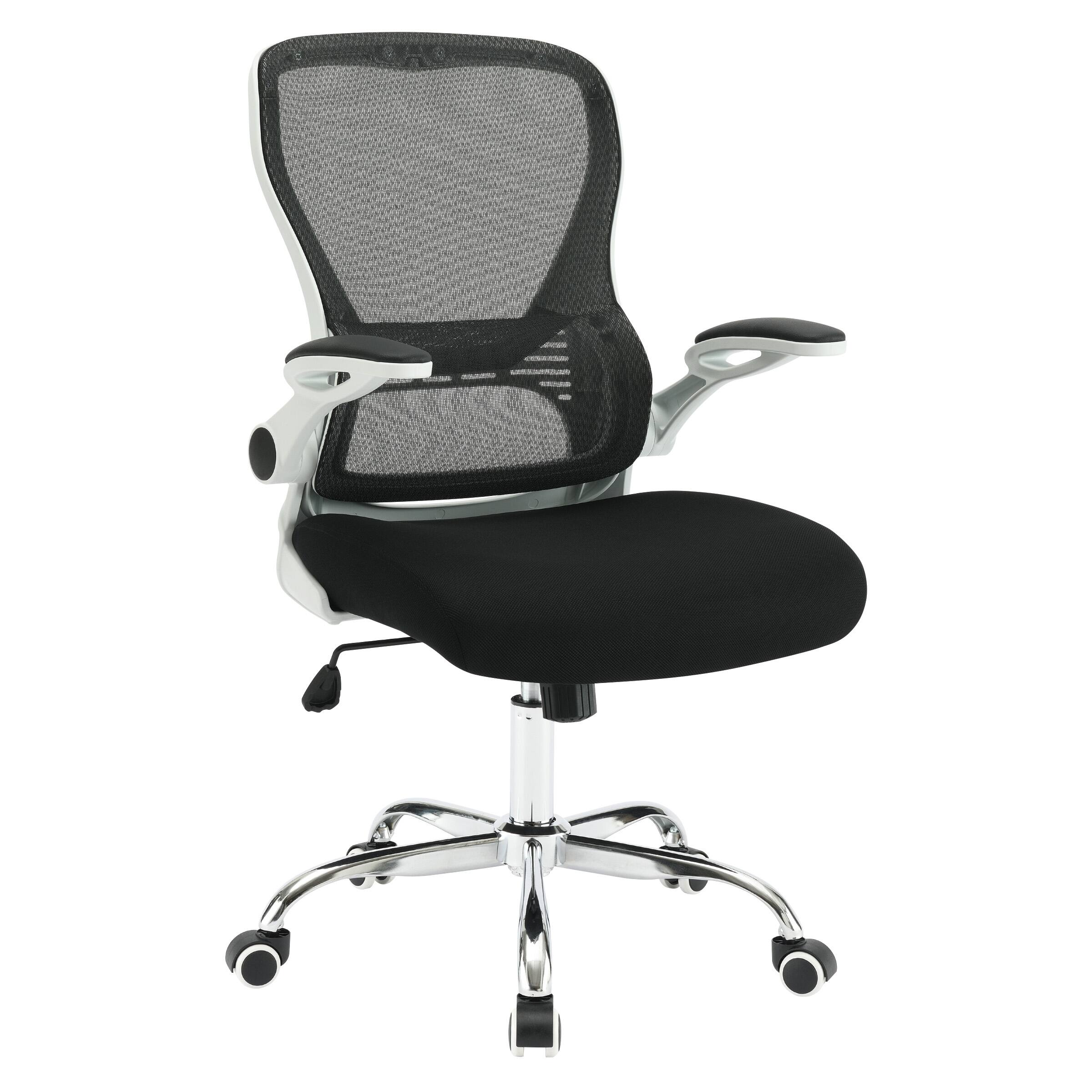 Angle. OSP Home Furnishings - Mesh Back Manager’s Chair with Bulit in Lumbar Support and Chrome Base - Black/White.