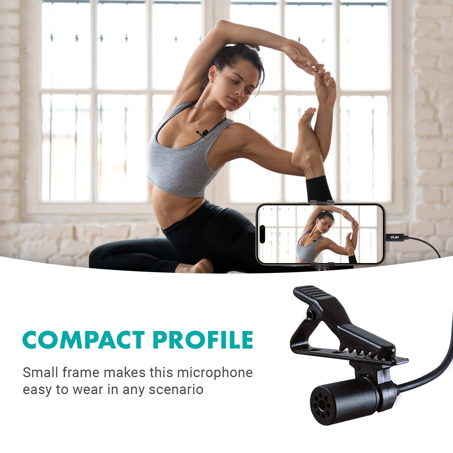 COMPACT PROFILE

Small frame makes this microphone easy to wear in any scenario