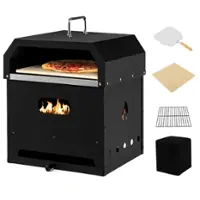 Costway - 4-in-1 Multipurpose Outdoor Pizza Oven Wood Fired 2-Layer Detachable Oven - Black - Front_Zoom
