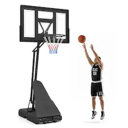 GOPLUS - 7.7-10 FT Tool-Free Height Adjustable Basketball Goal System with 43" PC Backboard - Black