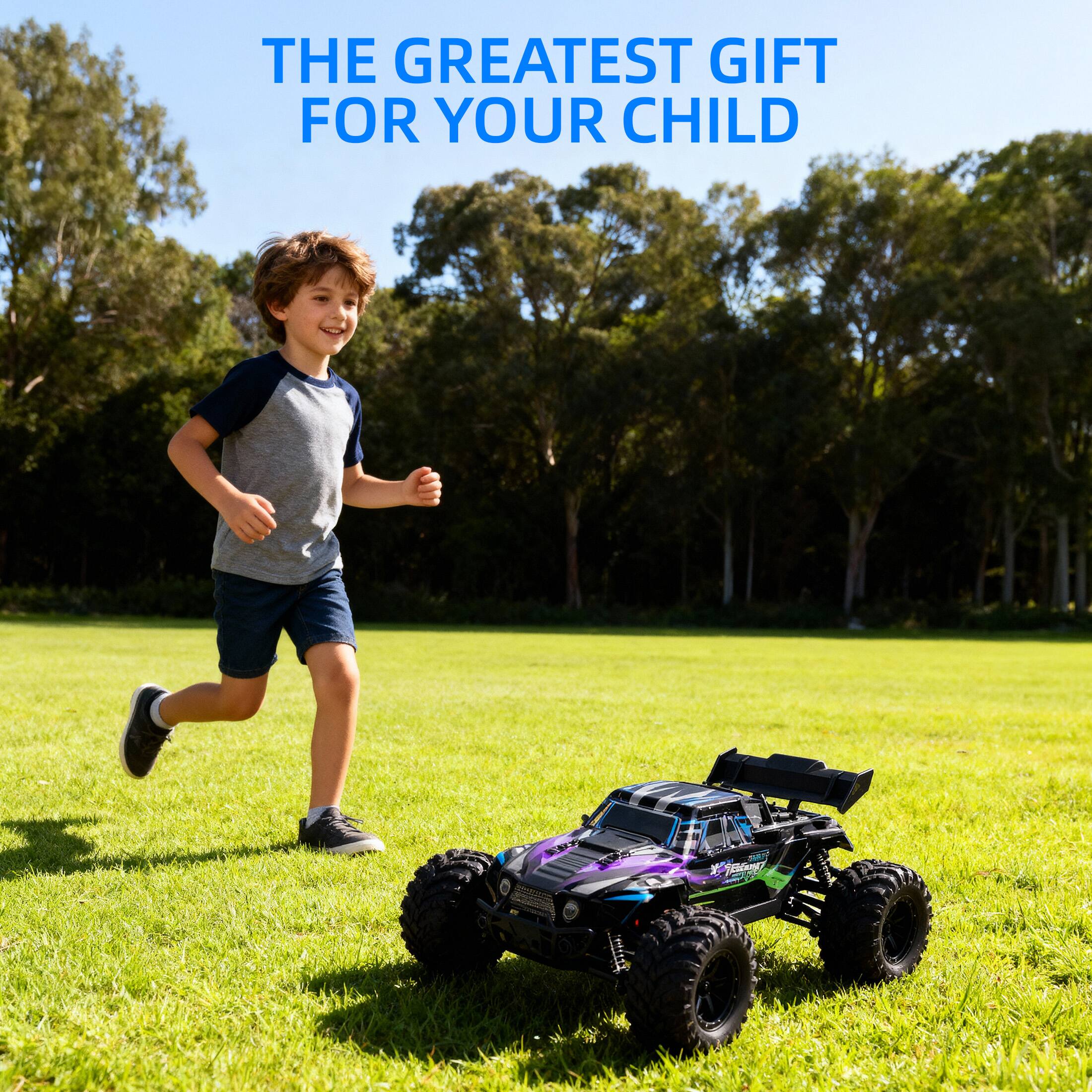 Sugift 1:16 Scale 4WD High Speed RC Car with LED Lights and Metal