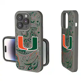Keyscaper - NCAA - Miami Hurricanes Paisley iPhone Soft Touch Case - 14 - Gray