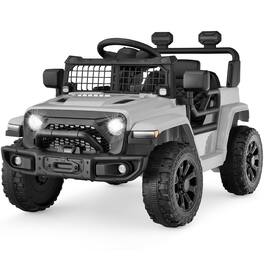 Best Choice Products - 6V Kids Ride-On Truck Car w/ Parent Remote Control, 4-Wheel Suspension, LED Lights - Light Gray