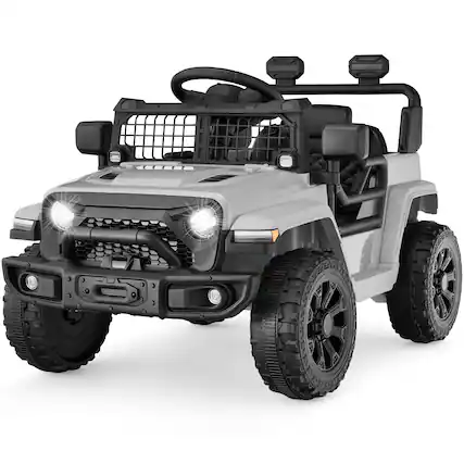 Front. Best Choice Products - Best Choice Products 6V Kids Ride-On Truck Car w/ Parent Remote Control, 4-Wheel Suspension, LED Lights - Light Gray - Light Gray.