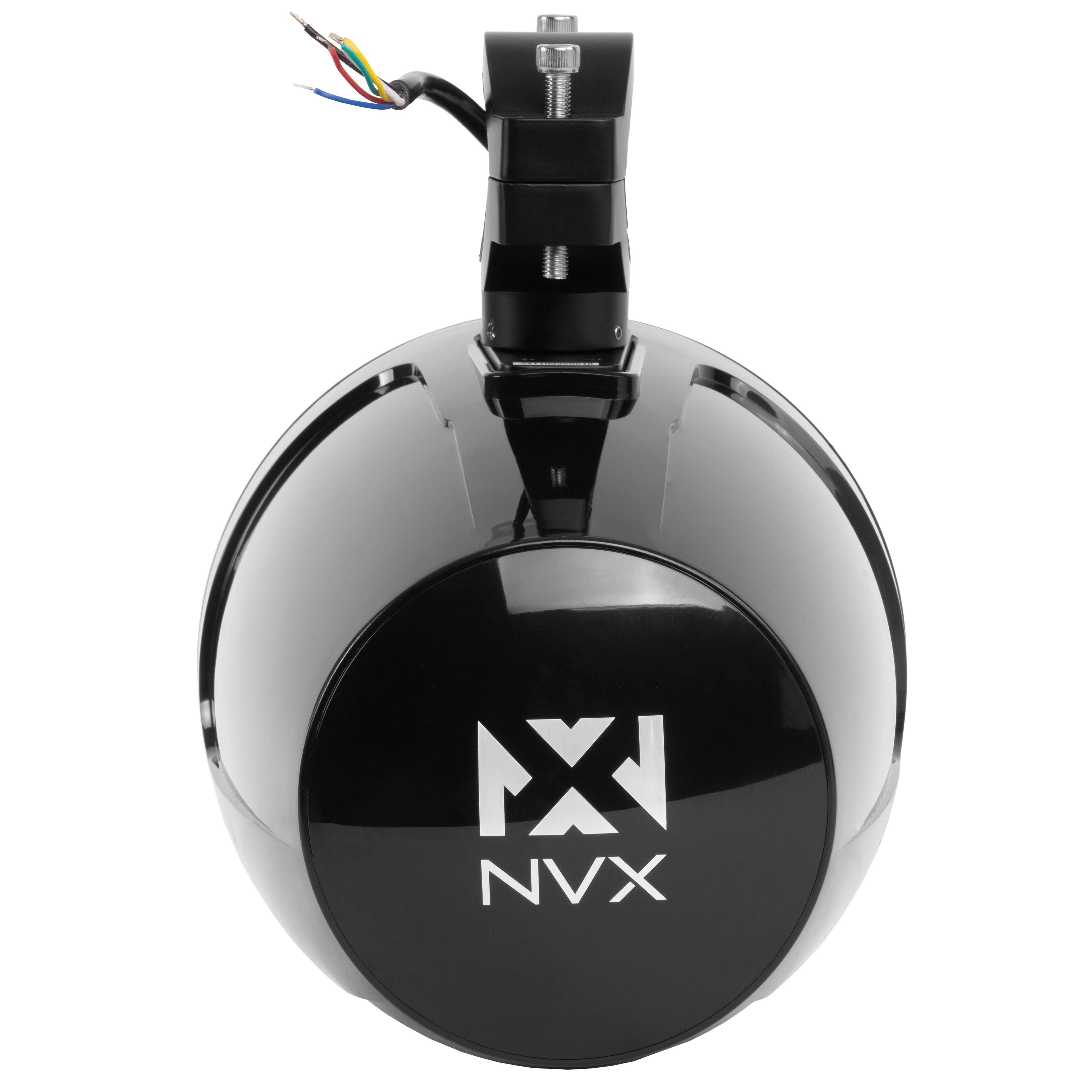 Alt View 7. NVX - MVTSP8B (Sold Individually) 125W RMS 8in V-Series 2-Way Marine Tower Speaker with LED Lighting and Swiveling Clamps.