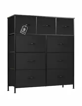 Front. AOITUN - Dresser Bedroom 9 Storage Drawers Tall for College Dorm - Organize with Ease - Black.