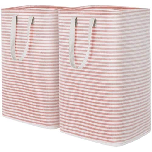 Vulpecula Spade - 2 Pack Laundry Hamper Large Collapsible Laundry Baskets, Freestanding Waterproof Clothes Hamper with Easy Carry Handles - Pink
