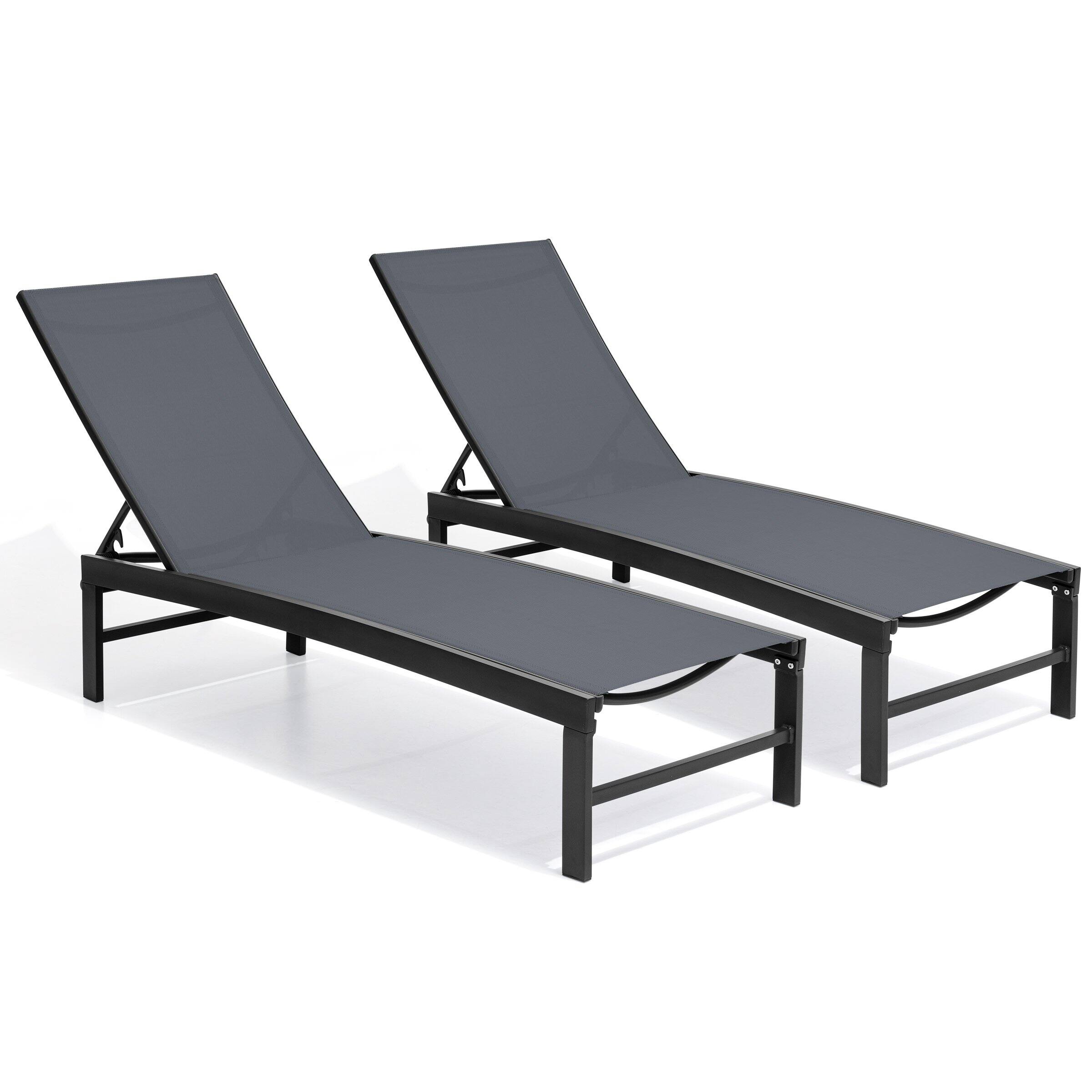 Angle. Crestlive Products - Crestlive Products Chaise Lounge Chair Outdoor Set of 2 Adjustable 5 Positions Pool Tanning Recliner - Gray.