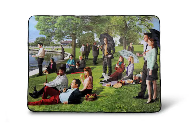 Front. Surreal Entertainment - The Office Sunday Afternoon Art Style Fleece Throw Blanket | 60 x 45 Inches - Green.