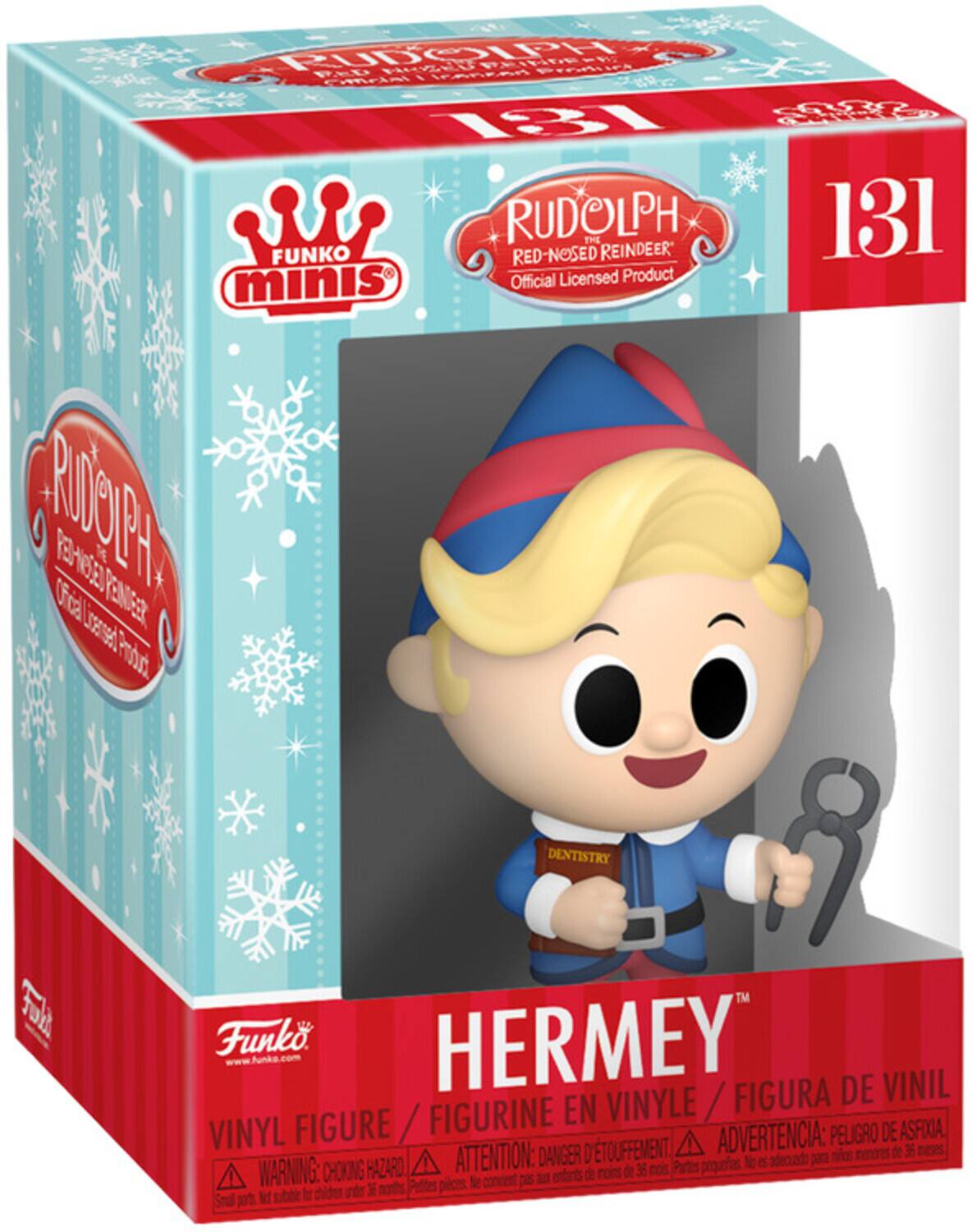 RUDOLPH THE RED-NOSED REINDEER Official Licensed Product minis RUSOEH OOER PENEER Prdst DENTISTRY Funko. HERMEY / FIGURA DE VINIL / FIGURINE EN VINYLE VINYL FIGURE ADVERTENCIA: PELIGRO DE ASFIXIA ATTENTION: DANGER D'ETOUFFEMENT. Pequeñas no es adecuado para niños menores de 3 años WARNING: CHOKING HAZARD - Not suitable for children under 3 years. Petits pièces. Soa xt M sble.
