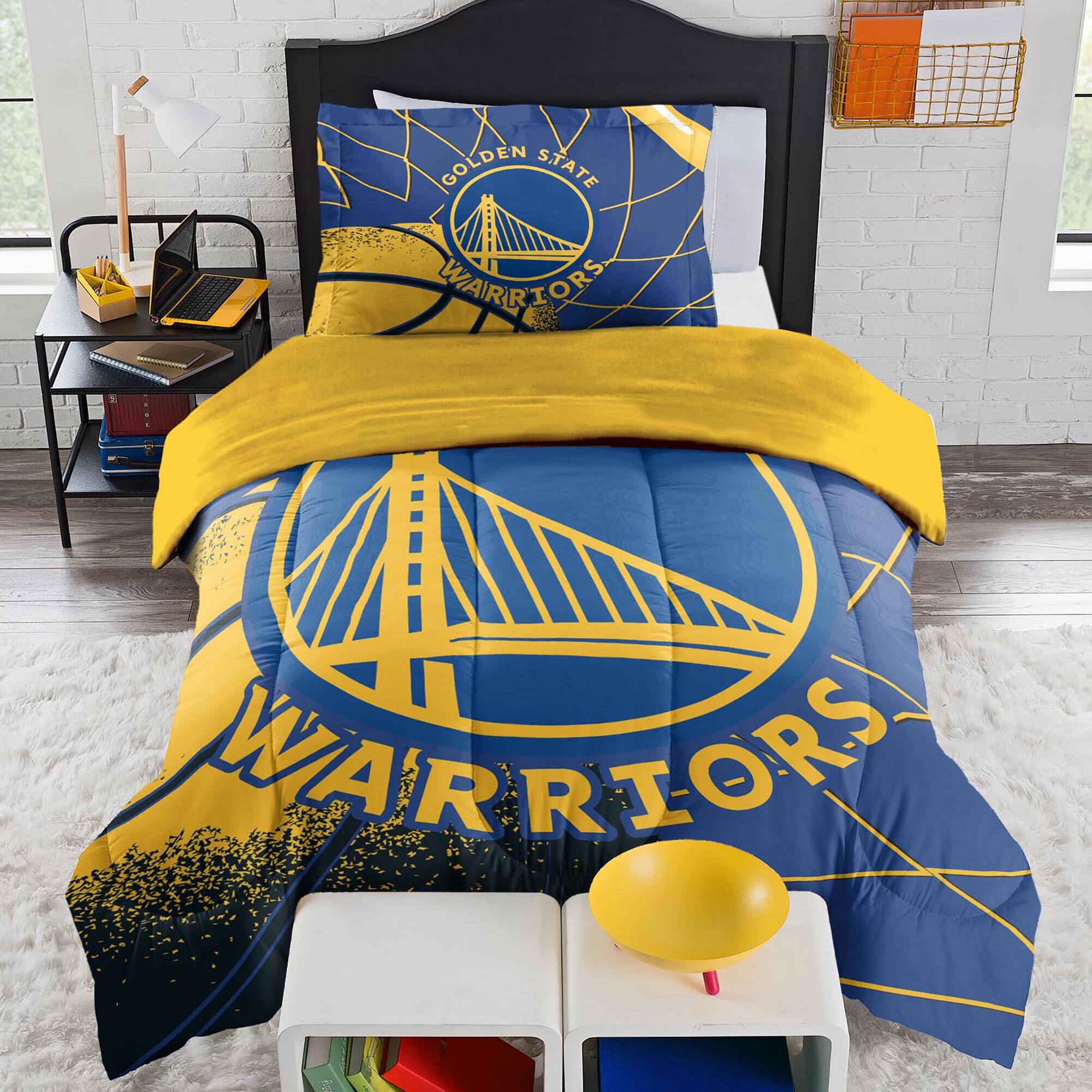 Sweet Home Collection - NBA Golden State Warriors Comforter & Pillow Sham Set- Twin/Twin XL - Multicolored