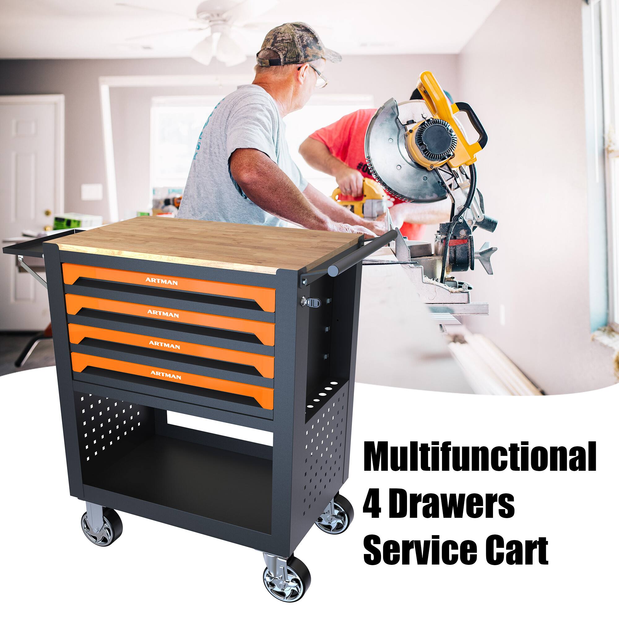 ARIMAN ARTMAN Multifunctional 4 Drawers Service Cart