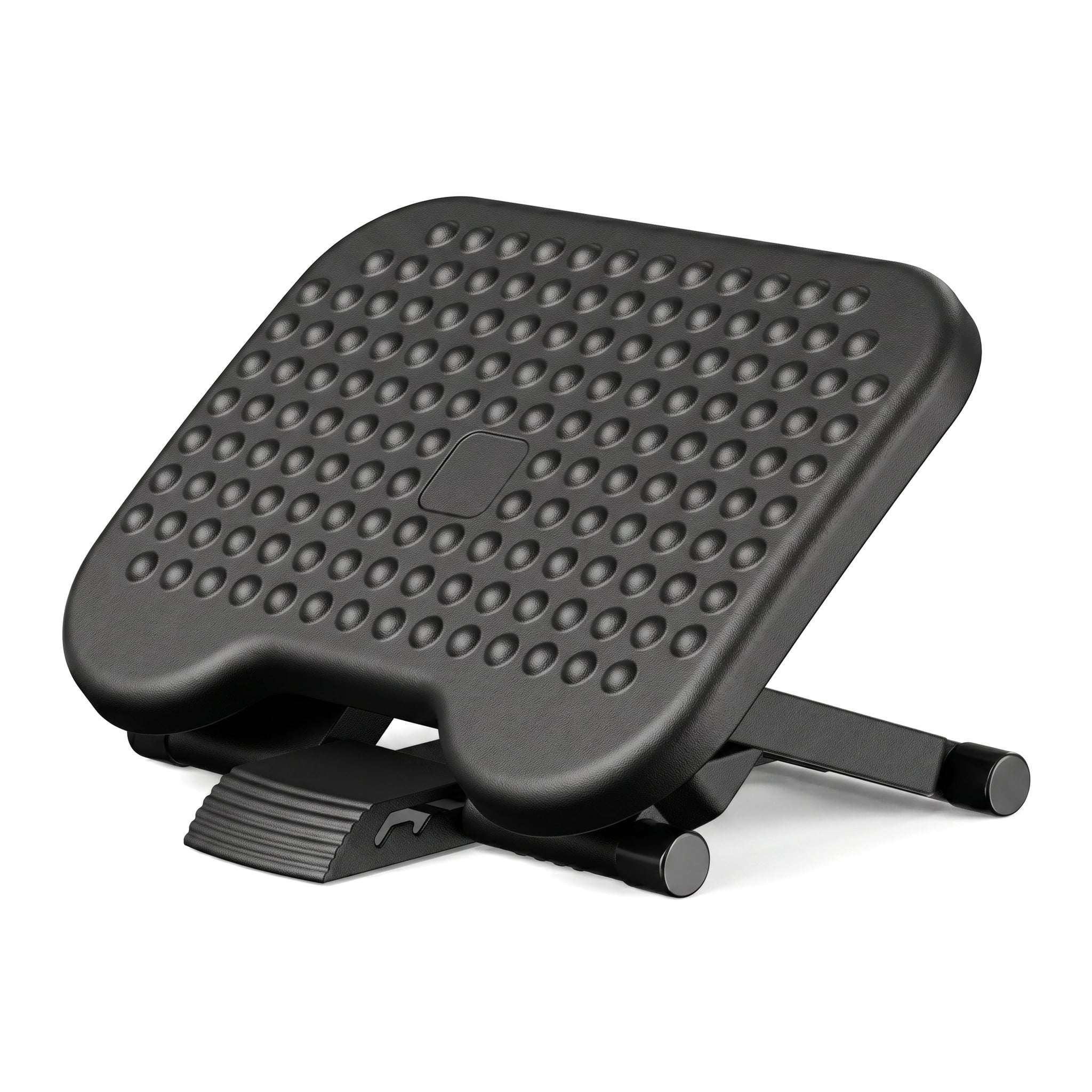 HUANUO - Massage Foot Rest Under Desk, Adjustable Foot Stool Featuring 3 Height Levels & 30 Degree Tilt for Home Office - Black