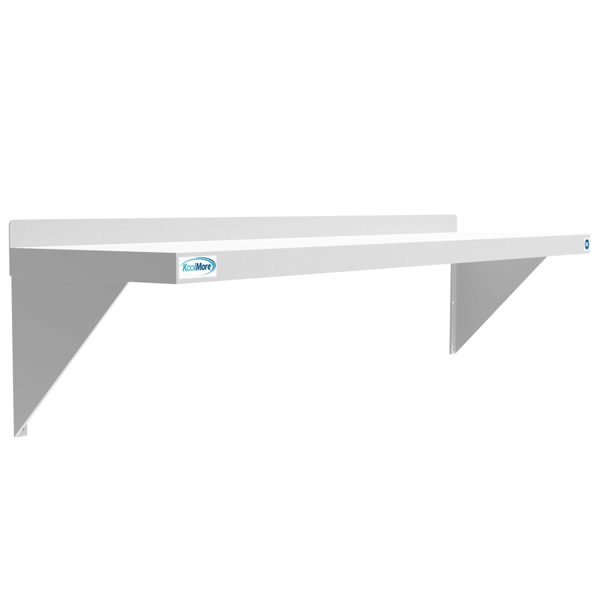 Left. Koolmore - 12" x 48" 18-Gauge Stainless-Steel Heavy Duty Wall Shelf, WMSH-1248. - Stainless-Steel.