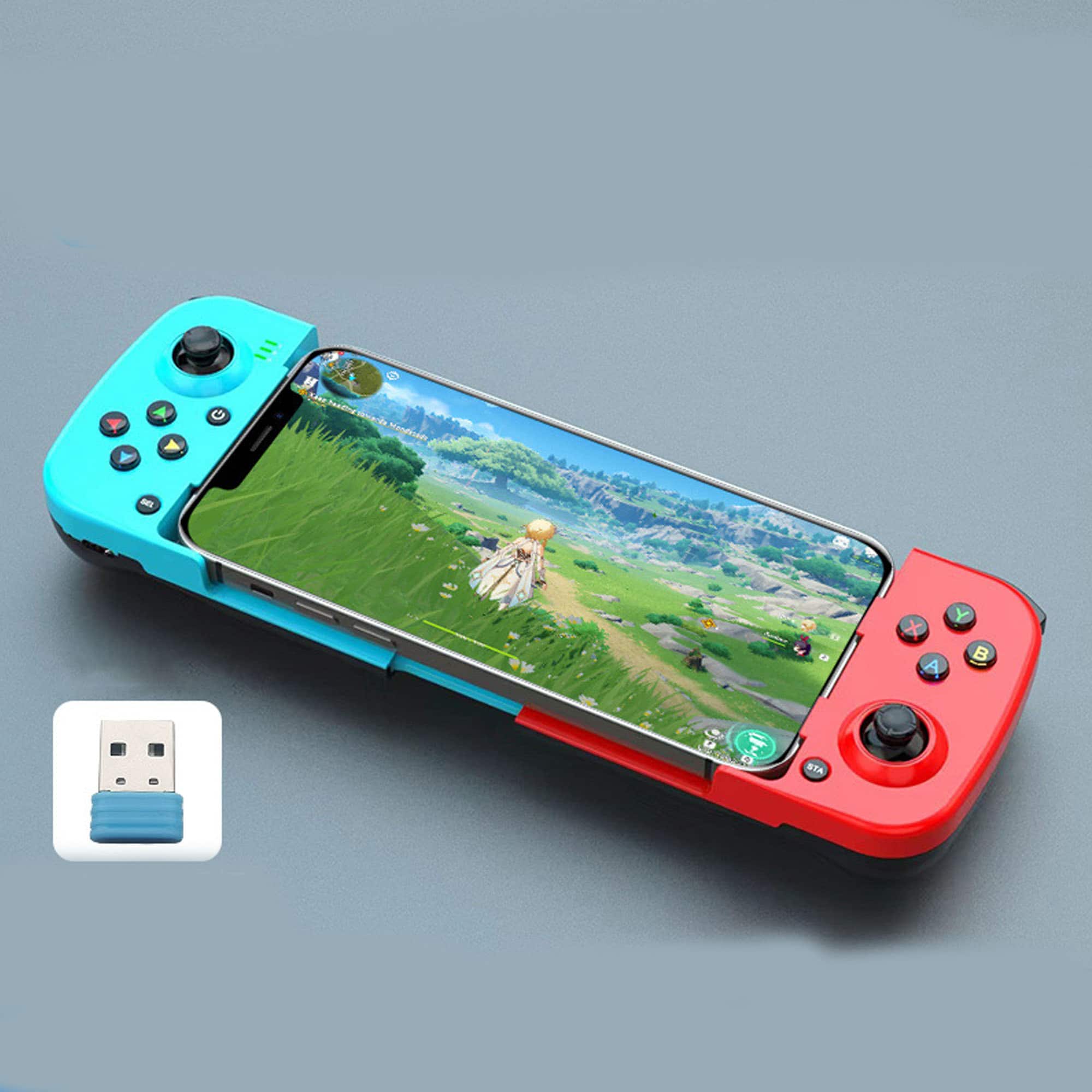 YONWAY - Stretchable Game Controller for IPhone, IOS and Android Phones, Game Controller Joystick Compatible for PS4, Switch, PC - Red and Blue