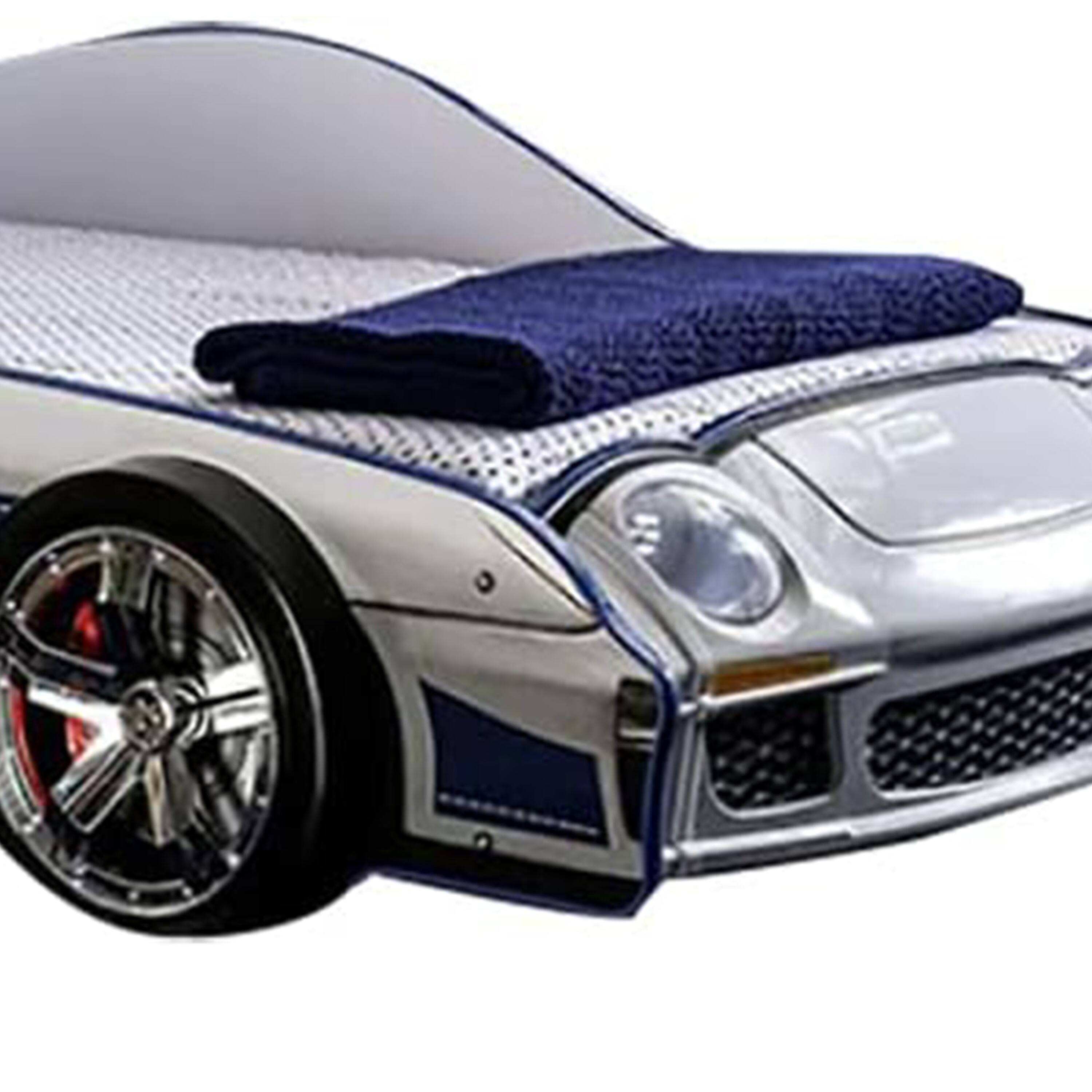 Alt View 3. Manhattan Lane - Peri Twin Size Kids Bed with Realistic Police Car Design - White, Blue.