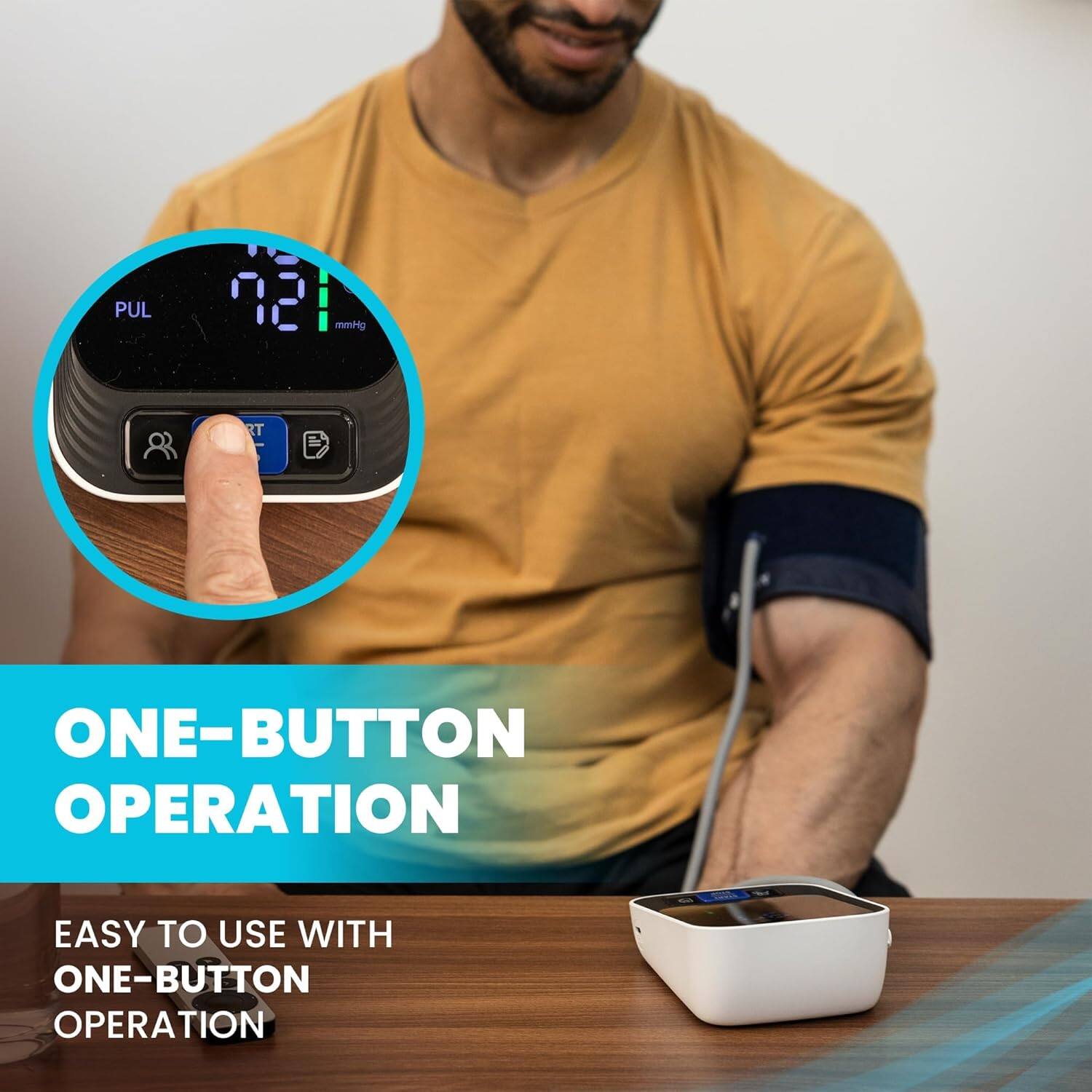 PUL 92 bpm mmHg RT ONE-BUTTON OPERATION EASY TO USE WITH ONE-BUTTON OPERATION