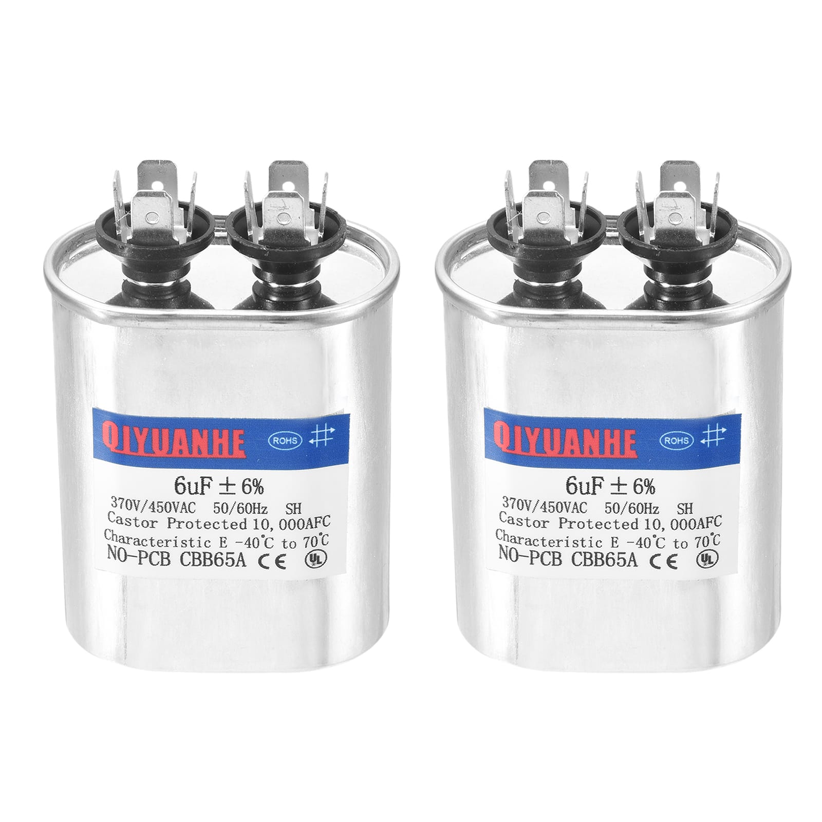 Unique Bargains - 2pcs CBB65 6uF 370/450V Oval Run Start Capacitor for AC Motor Start HVAC Compressor Generator Air Condenser Heat Pump - Silver price history on PriceWatchPro