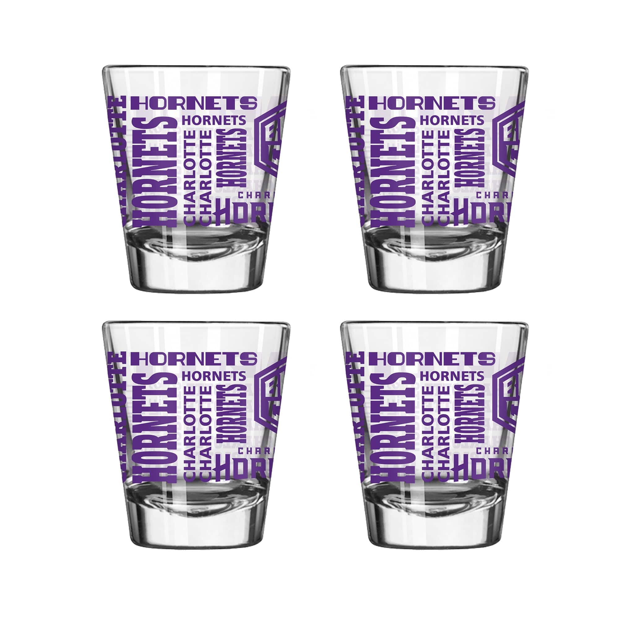 Logo Brands - Charlotte Hornets 4-Pack 2oz. Shot Glass Set - Multicolor