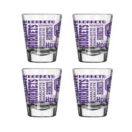 Logo Brands - Charlotte Hornets 4-Pack 2oz. Shot Glass Set - Multicolor