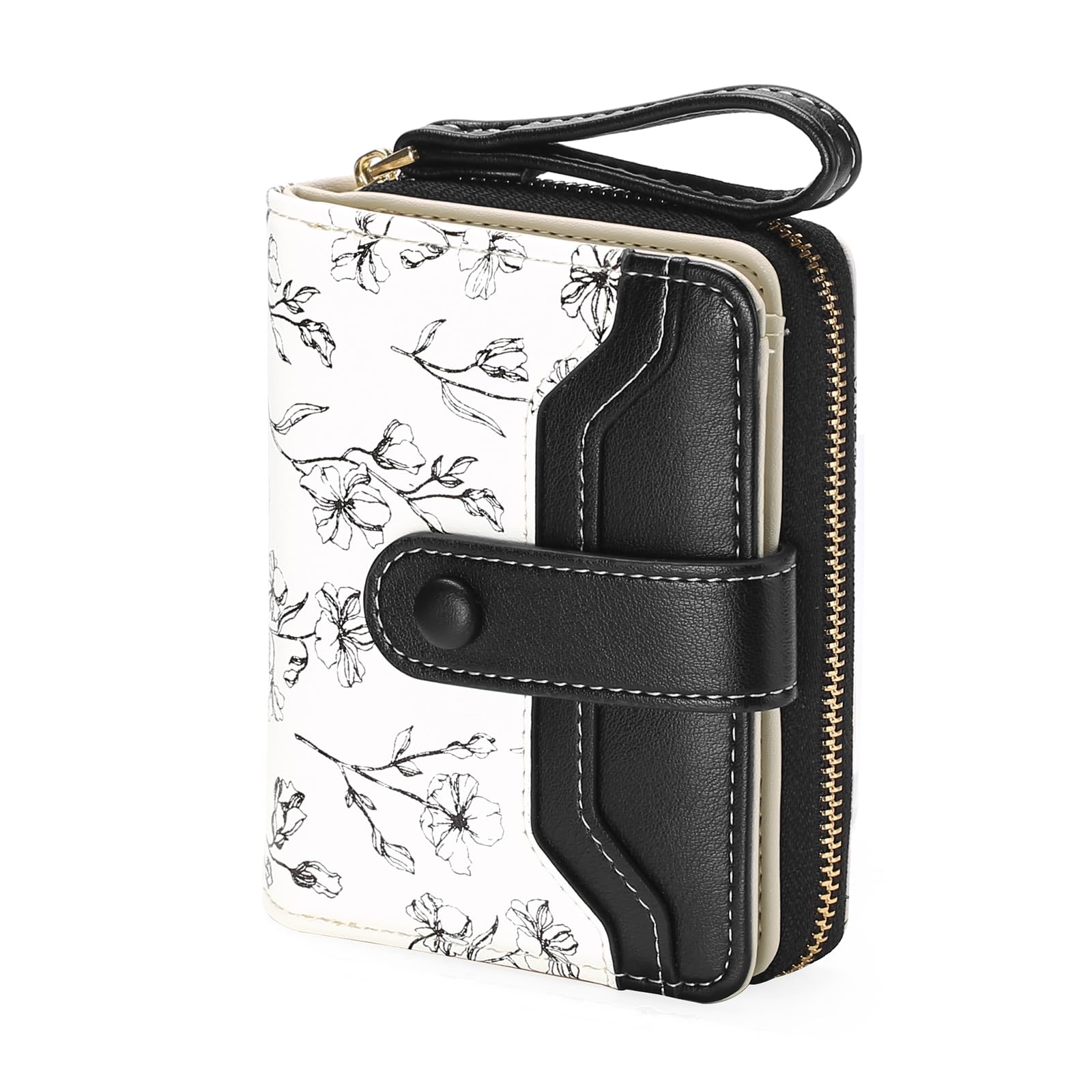 Alt View 4. Jadie Link - Womens Wallet Slim Thin Rfid Blocking Floral Leather Card Holder Bifold Long Ladies Zipper Pocket Small Roomy RFID-block - Blue & White.