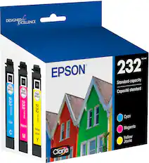 Designed for excellence. Epson 232 TM/MC Cyan, Magenta, Yellow, Black, and Claria. Standard-capacity cartridges.