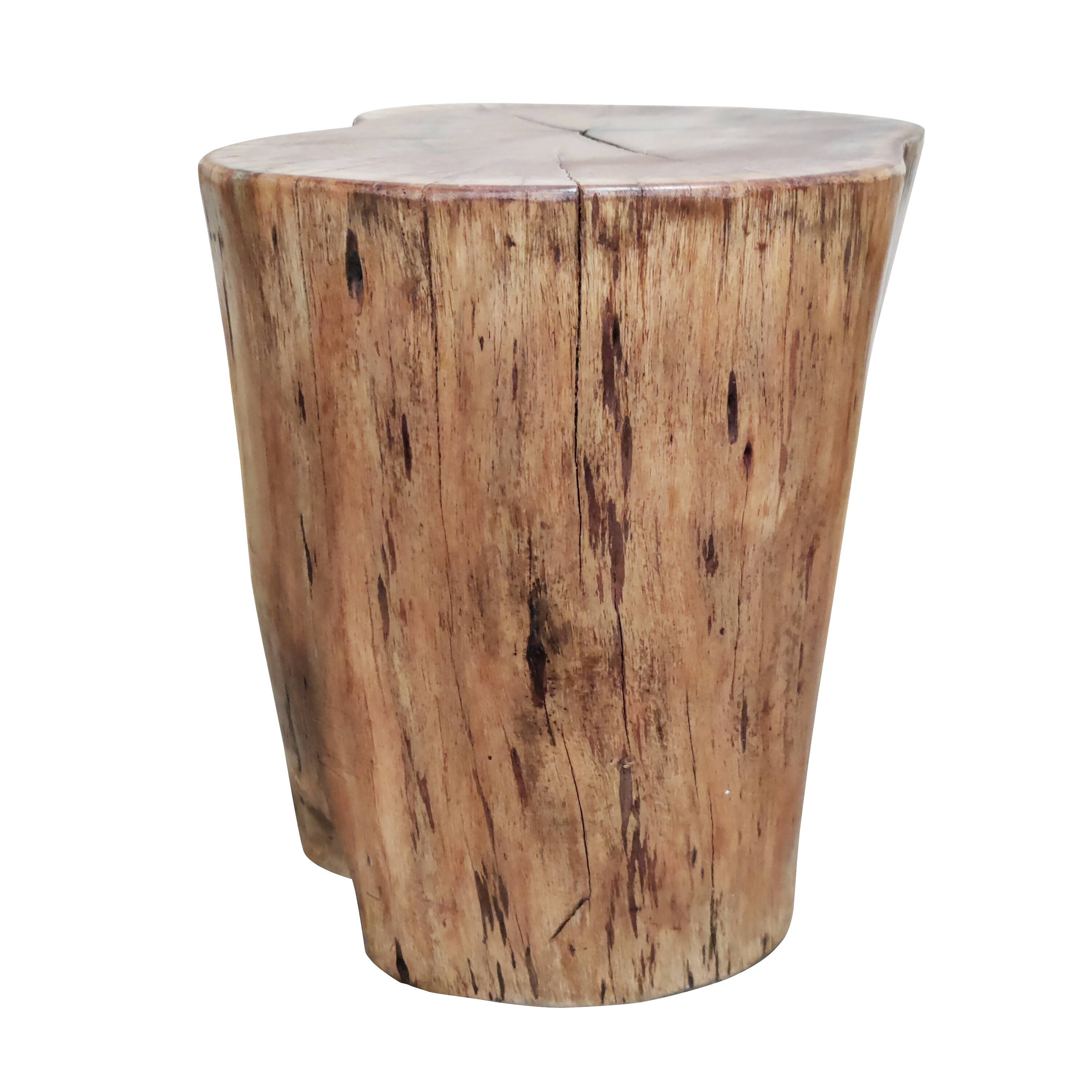 Alt View 1. Manhattan Lane - 17 Inch Accent Stump Stool End Table, Live Edge Acacia Wood Log with Grain and Knot Details - Brown.
