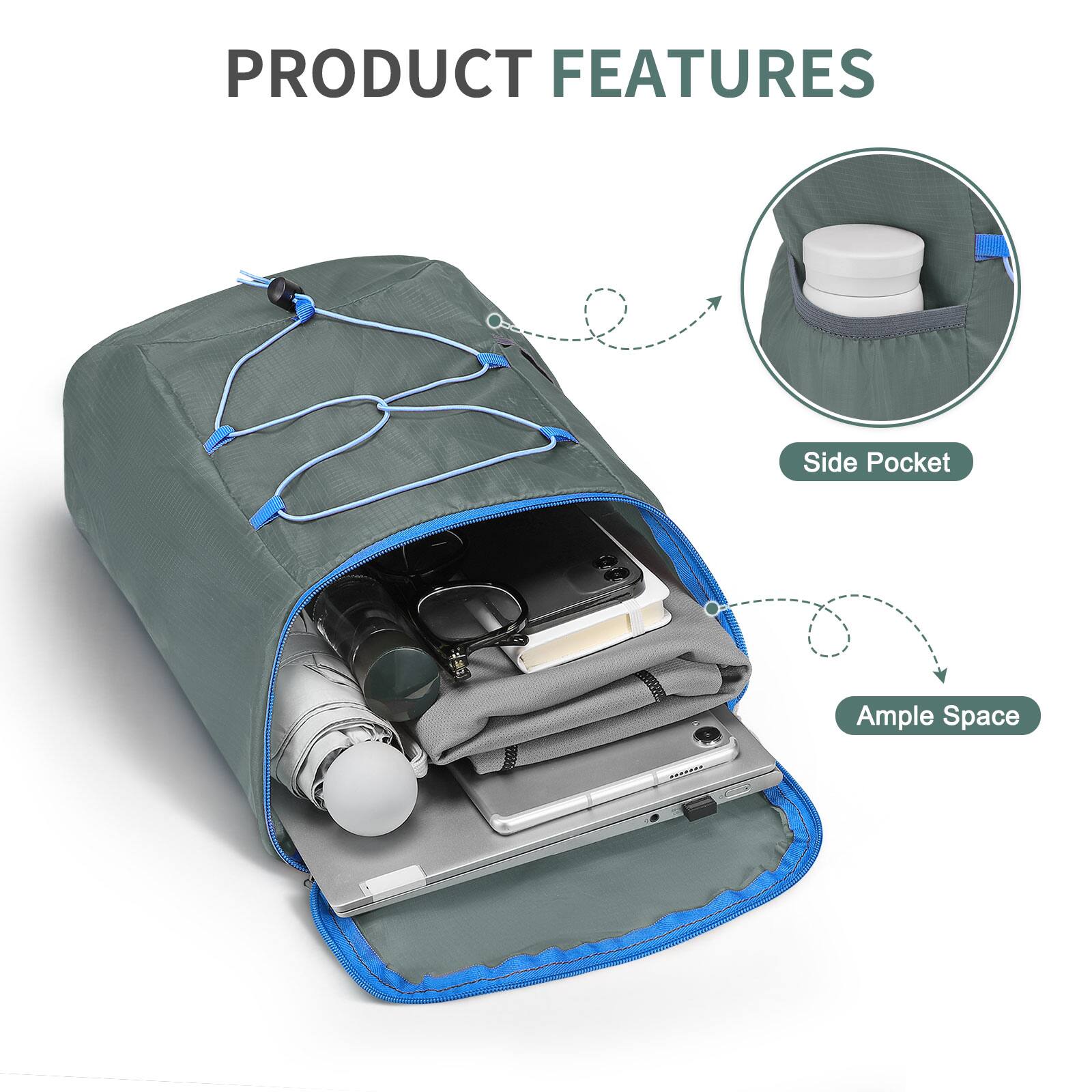 PRODUCT FEATURES

- Side Pocket
- Ample Space