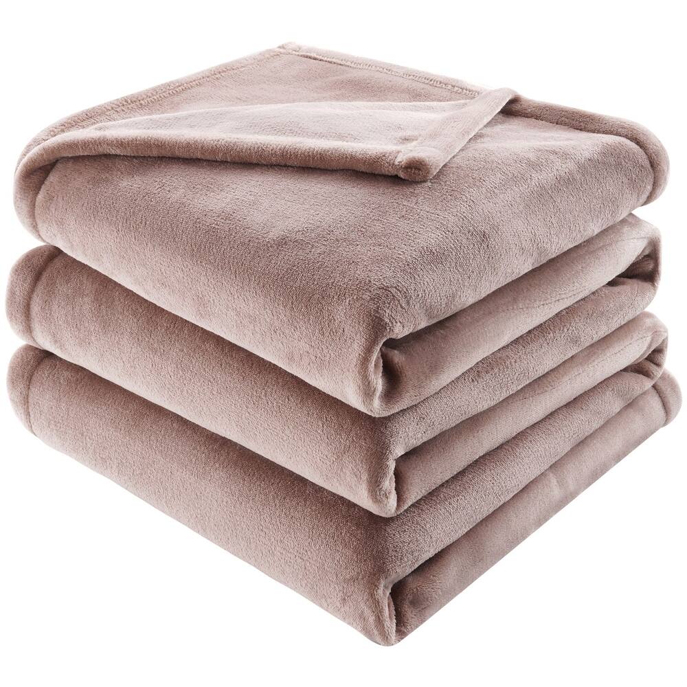 Alt View 4. Loheer - Loheer king size heated blanket, double sided soft flannel electric throw with dual control - Beige.